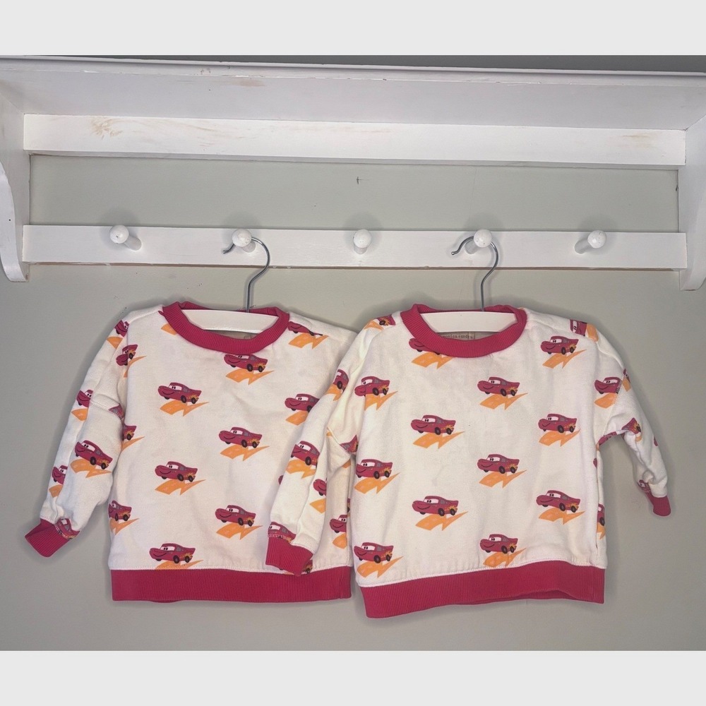 Monica‎ + Andy Twin Sweatshirt Sets Race Car Graphic Cozy Play Size 12-18M